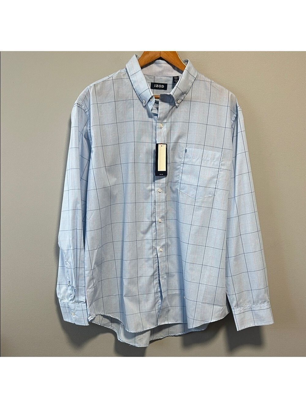 Izod Men’s Plaid Dress Work Button Down Shirt Extra Large NWT